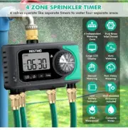 RESTMO 4-Outlet Sprinkler Timer with Brass Inlet, 4 Zone Programmable Water...