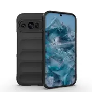 For Google Pixel 9 5G Case, Wavy Durable TPU Flannel Cover, Black