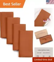 Linen Dinner Napkins 18 x 18 Inch - 100% Pure Linen Rust Napkins Set of 4 - W...