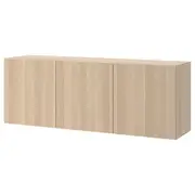 BESTÅ wall-mounted cabinet combination, white stained oak effect/Lappviken white stained oak effect, 180x42x64 cm