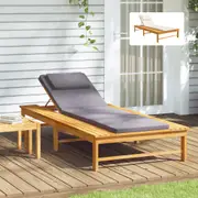 Sun Lounger Sunbed Daybed with Cushion and Pillow Solid Wood Acacia vidaXL