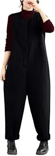 [YiKeGuiHuaShu] Padded Thick Overalls, Women's Jumpsuit Harem Pants, Autumn and Winter Loose Outer wear Cotton Pants