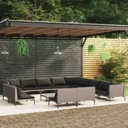14 Piece Garden Lounge Set with Cushions Poly Rattan Dark Grey vidaXL