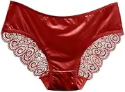[Franterd] Seamless Satin Underwear for Women Mesh Lace Low Waist No Show Panties Ladies Lace Bikini Cheeky Hipster Briefs