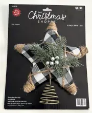 The Christmas Shoppe Rustic Tree Topper Star Buffalo Check 8.5”
