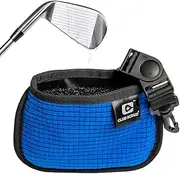 Club Scrub Mini, Golf Club and Golf Ball Cleaning Bag, Waterproof Clean Face Technology Liner, Detachable Clip, Machine Washable, Cleans Club Grooves, Dry Exterior (Blue)