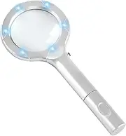 zolyet Portable Handheld 4X Magnifier Magnifying Glass Lens with Light for Reading Crafts Hobby Seniors 4X