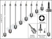 Float switch liquid level sensor stainless steel NO/NC 2" - 32" M10 or flange