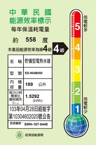 ☆水電材料王☆電光牌 TENCO ES-84B050 電能熱水器 50 加侖 單相 ES84B050 立式 部分地區免運