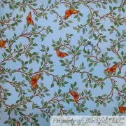 BonEful FABRIC FQ Cotton Quilt Light Blue Sky Cloud Green Tree Leaf Butterfly US
