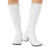 Ladies/Womens US 6 Go Go Boots 1960s Groovy Disco 60s Costume High Shoes White