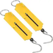[JUMPLAWN] 2pcs Handheld Outdoor Hanging Scale Portable Weighing Tool Stylish Yellow Spring Balance Hook for Weighing Luggage Market Produce Family Use