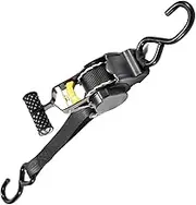 Retractable Ratchet Straps, Bed Mounted Tie-Downs with Plate, Polyester, Metal, Heavy Webbing for Secure Motorcycle Cargo, Trailer, ATV Transport, Automotive Tie-Down Supplies for Hauling and Storage