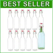 Reusable 12oz Clear Beer Bottles for Home Brewing - 12 Pack with Heavy Duty Caps