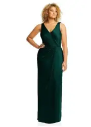 AFTER SIX 6864 EVERGREEN DRESS DESSY Sz 6 FAUX WRAP MAXI DRAPED GREEN NEW NWT