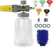 Car Cleaning Foam Spray Cleaner Kit, Snow Foam Pump Sprayer, High Pressure Cleaner, Snow Bubble Hose Attachment, Adjustable Expanding Nozzle, Lance 1/4 Quick Connect, for Home Washing Accessories