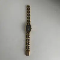 在飛比找Yahoo!奇摩拍賣優惠-Chanel黑金方糖手錶L碼