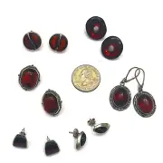 925 Solid Pure Sterling Silver Baltic Amber Pretty Designer Earrings Lot 36 g