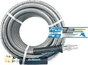 BluShield Pressure Washer Hose with 3/8" NPT, Hot and Cold Water, Non-Marking, High-Tensile Steel Wire, 4000 PSI (3/8" x 100' Couple Plug Non Marking)