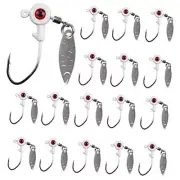 Crappie Jigs Big Eye Jig Heads, 16Pcs Flat Round Head Jig Hooks Spinner Blades
