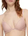 Calvin Klein Sheer Marquisette Unlined Plunge Bra Women's 38B Pink Hook & Eye