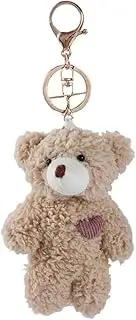 [BWESOO] Brown Bear Plush Keychain, Stuffed Animals Bag Pendant, Kawaii Plush Rabbit Keychain, DIY Trinket Dog Plush Keyring Car Keychain Pink Heart Teddy Bears Automobile Keychains, Brown