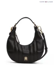 Tommy Hilfiger Black Quilted Crescent Cross-Body Shoulder Bag (H53331) | $300
