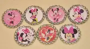 'SET OF 7' "MINNIE MOUSE" inspired FLAT HAIRBOW BOTTLECAPS! FAST SHIPPING!