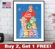 Care Bears Poster 18" x 24" Print 80s Retro Wall Art