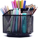 EXERZ Desk Organiser 360 Rotation/Mesh Desk Tidy Caddy/Pencil Holder - Black