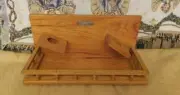 Solid oak, wine bottle and glasses holder. Holds two wine bottles and...