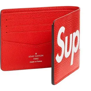 【紐約范特西】預購 L V x Supreme Slender Wallet Epi 紅 黑 水波紋 皮夾 錢包