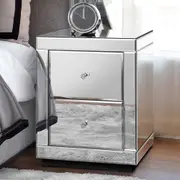 ALFORDSON Mirrored Bedside Table Nightstand Storage Drawers