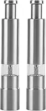 Stainless Steel Salt and Pepper Grinder Set, Manual Salt and Pepper Mill for Kitchen Outdoor Camping Grilling, One-Handed O-peration