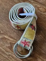 New W Tags J CREW Womens Canvas BELT, Colorful Starfish Sea Shells D RING Silver