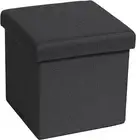 B FSOBEIIALEO Storage Ottoman Cube, Linen Small Foot Rest Small, Black