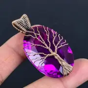 Tree Of Life Amethyst Gemstone Copper Wire Wrapped Pendant Jewerly BP 242