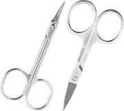 MAJESTIQUE 2Pcs Professional Cuticle Scissors - Use as Fingernails, Shaving, Moustache, Beard, Eyebrow, Toenails - Sharp Cuticle Scissors - Manicure Small Scissors for Men and Women