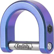 KeyUnity KA17 Titanium D Ring Key Shackle, U Shape Key Ring Horseshoe Clasp for Car Fob, DIY Leather Key Organizer Keychain (Blue, M)