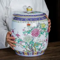 在飛比找蝦皮商城精選優惠-景德鎮陶瓷器粉彩茶葉罐密封罐大號5斤裝傢用10普洱茶餅儲存罐