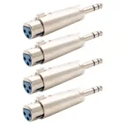 4 Pcs 3-Pin XLR Female to 6.35mm 1/4" Stereo Male Audio Adapter Mic Microphone