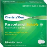 Paracetamol Soluble 500mg same as Panadol Soluble Generic 20 / 60 / 100 tablets