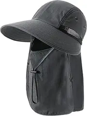 [YAMEE] Fishing Hat, Women's Ponytail, Fishing Hat, Women's Removable Face Mask, Sun Hat, Men, Waterproof, Quick-Drying, Bucket Hat, Women's Wide Eaves Sun Protection, Lightweight, Breathable