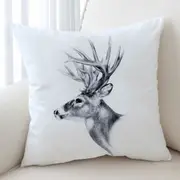 Black and White Deer Cushion Cover