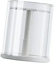 JWQFBC Display Case for Dolls, Display Stand, Rotating, Table Top, Action Figures, Figures, Transparent Storage Box, Container, Organizer, White, as described