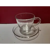 在飛比找蝦皮購物優惠-立頓茗閒情 冷泡杯盤組 全透明玻璃茶杯 全新