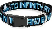 Buckle-Down Breakaway Cat Collar - Buzz Poses/Stars TO INFINITY AND BEYOND Black/Blues - 1/2" Wide - Fits 6-9" Neck - Small