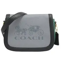 在飛比找momo購物網優惠-【COACH】大馬車LOGO翻蓋手拿包馬鞍包斜背包學院包(藍