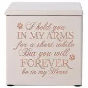 Wooden Memorial Cremation Urn Box For Pet Ashes 3.5 in - I Held You In My Arms