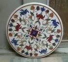 Round White Marble Inlay Table Marquetry Arts Handmade Work Hallway Furniture